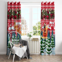 Guinea Bissau Christmas Window Curtain with Santa Sleigh Reindeer Forest and National Flag Design - Wonder Print Shop
