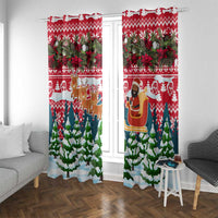 Guinea Bissau Christmas Window Curtain with Santa Sleigh Reindeer Forest and National Flag Design - Wonder Print Shop