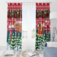 Guinea Bissau Christmas Window Curtain with Santa Sleigh Reindeer Forest and National Flag Design - Wonder Print Shop