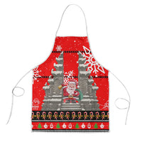 Indonesia Christmas Apron with Santa Temple Snowflakes and Red Candy Cane Pattern - Wonder Print Shop