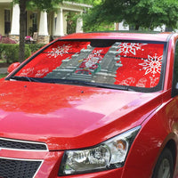 Indonesia Christmas Auto Sun Shade with Santa Temple Snowflakes and Red Candy Cane Pattern - Wonder Print Shop