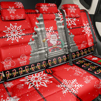 Indonesia Christmas Back Car Seat Cover with Santa Temple Snowflakes and Red Candy Cane Pattern - Wonder Print Shop