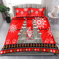 Indonesia Christmas Bedding Set with Santa Temple Snowflakes and Red Candy Cane Pattern - Wonder Print Shop