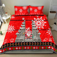 Indonesia Christmas Bedding Set with Santa Temple Snowflakes and Red Candy Cane Pattern - Wonder Print Shop