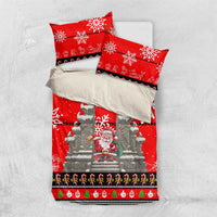 Indonesia Christmas Bedding Set with Santa Temple Snowflakes and Red Candy Cane Pattern - Wonder Print Shop
