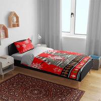 Indonesia Christmas Bedding Set with Santa Temple Snowflakes and Red Candy Cane Pattern - Wonder Print Shop