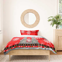 Indonesia Christmas Bedding Set with Santa Temple Snowflakes and Red Candy Cane Pattern - Wonder Print Shop