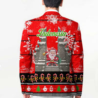 Indonesia Christmas Blazer with Santa Temple Snowflakes and Red Candy Cane Pattern - Wonder Print Shop