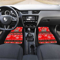 Indonesia Christmas Car Mats with Santa Temple Snowflakes and Red Candy Cane Pattern - Wonder Print Shop