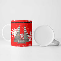 Indonesia Christmas Ceramic Mug with Santa Temple Snowflakes and Red Candy Cane Pattern - Wonder Print Shop