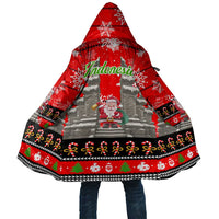 Indonesia Christmas Cloak with Santa Temple Snowflakes and Red Candy Cane Pattern - Wonder Print Shop