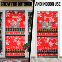 Indonesia Christmas Door Cover with Santa Temple Snowflakes and Red Candy Cane Pattern - Wonder Print Shop