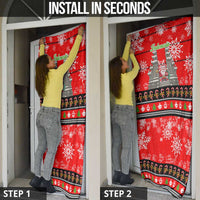 Indonesia Christmas Door Cover with Santa Temple Snowflakes and Red Candy Cane Pattern - Wonder Print Shop