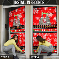 Indonesia Christmas Door Cover with Santa Temple Snowflakes and Red Candy Cane Pattern - Wonder Print Shop