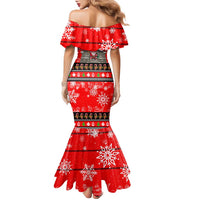 Indonesia Christmas Family Matching Mermaid Dress and Hawaiian Shirt with Santa Temple Snowflakes and Red Candy Cane Pattern - Wonder Print Shop
