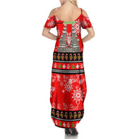 Indonesia Christmas Family Matching Summer Maxi Dress and Hawaiian Shirt with Santa Temple Snowflakes and Red Candy Cane Pattern - Wonder Print Shop