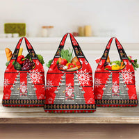 Indonesia Christmas Grocery Bag with Santa Temple Snowflakes and Red Candy Cane Pattern - Wonder Print Shop