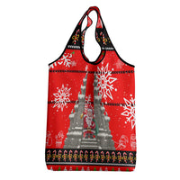 Indonesia Christmas Grocery Bag with Santa Temple Snowflakes and Red Candy Cane Pattern - Wonder Print Shop