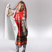 Indonesia Christmas Hooded Blanket with Santa Temple Snowflakes and Red Candy Cane Pattern - Wonder Print Shop