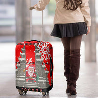 Indonesia Christmas Luggage Cover with Santa Temple Snowflakes and Red Candy Cane Pattern - Wonder Print Shop