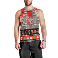 Indonesia Christmas Men Tank Top with Santa Temple Snowflakes and Red Candy Cane Pattern - Wonder Print Shop
