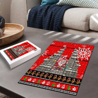 Indonesia Christmas Puzzle with Santa Temple Snowflakes and Red Candy Cane Pattern - Wonder Print Shop