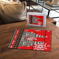 Indonesia Christmas Puzzle with Santa Temple Snowflakes and Red Candy Cane Pattern - Wonder Print Shop