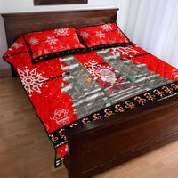 Indonesia Christmas Quilt Bed Set with Santa Temple Snowflakes and Red Candy Cane Pattern - Wonder Print Shop
