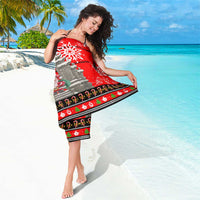 Indonesia Christmas Sarong with Santa Temple Snowflakes and Red Candy Cane Pattern - Wonder Print Shop