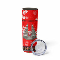 Indonesia Christmas Skinny Tumbler with Santa Temple Snowflakes and Red Candy Cane Pattern - Wonder Print Shop