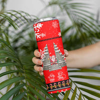 Indonesia Christmas Skinny Tumbler with Santa Temple Snowflakes and Red Candy Cane Pattern - Wonder Print Shop