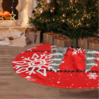 Indonesia Christmas Tree Skirt with Santa Temple Snowflakes and Red Candy Cane Pattern - Wonder Print Shop