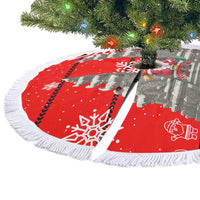 Indonesia Christmas Tree Skirt with Santa Temple Snowflakes and Red Candy Cane Pattern - Wonder Print Shop