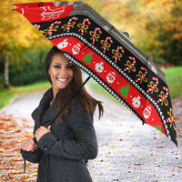 Indonesia Christmas Umbrella with Santa Temple Snowflakes and Red Candy Cane Pattern - Wonder Print Shop