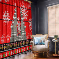 Indonesia Christmas Window Curtain with Santa Temple Snowflakes and Red Candy Cane Pattern - Wonder Print Shop