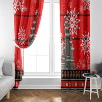Indonesia Christmas Window Curtain with Santa Temple Snowflakes and Red Candy Cane Pattern - Wonder Print Shop