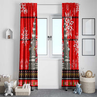 Indonesia Christmas Window Curtain with Santa Temple Snowflakes and Red Candy Cane Pattern - Wonder Print Shop