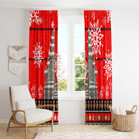 Indonesia Christmas Window Curtain with Santa Temple Snowflakes and Red Candy Cane Pattern - Wonder Print Shop