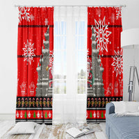 Indonesia Christmas Window Curtain with Santa Temple Snowflakes and Red Candy Cane Pattern - Wonder Print Shop