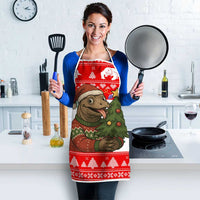 Indonesia Christmas Apron with Komodo Dragon Santa Hat Christmas Tree and Red White Holiday - Wonder Print Shop