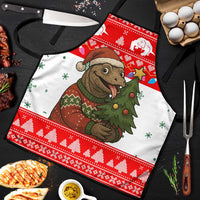 Indonesia Christmas Apron with Komodo Dragon Santa Hat Christmas Tree and Red White Holiday - Wonder Print Shop
