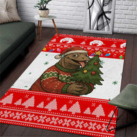 Indonesia Christmas Area Rug with Komodo Dragon Santa Hat Christmas Tree and Red White Holiday - Wonder Print Shop