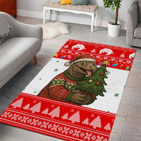 Indonesia Christmas Area Rug with Komodo Dragon Santa Hat Christmas Tree and Red White Holiday - Wonder Print Shop