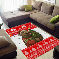 Indonesia Christmas Area Rug with Komodo Dragon Santa Hat Christmas Tree and Red White Holiday - Wonder Print Shop