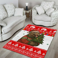 Indonesia Christmas Area Rug with Komodo Dragon Santa Hat Christmas Tree and Red White Holiday - Wonder Print Shop