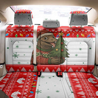 Indonesia Christmas Back Car Seat Cover with Komodo Dragon Santa Hat Christmas Tree and Red White Holiday - Wonder Print Shop