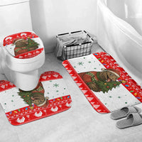 Indonesia Christmas Bathroom Set with Komodo Dragon Santa Hat Christmas Tree and Red White Holiday - Wonder Print Shop