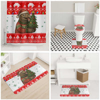 Indonesia Christmas Bathroom Set with Komodo Dragon Santa Hat Christmas Tree and Red White Holiday - Wonder Print Shop