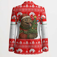 Indonesia Christmas Blazer with Komodo Dragon Santa Hat Christmas Tree and Red White Holiday - Wonder Print Shop