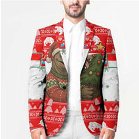 Indonesia Christmas Blazer with Komodo Dragon Santa Hat Christmas Tree and Red White Holiday - Wonder Print Shop